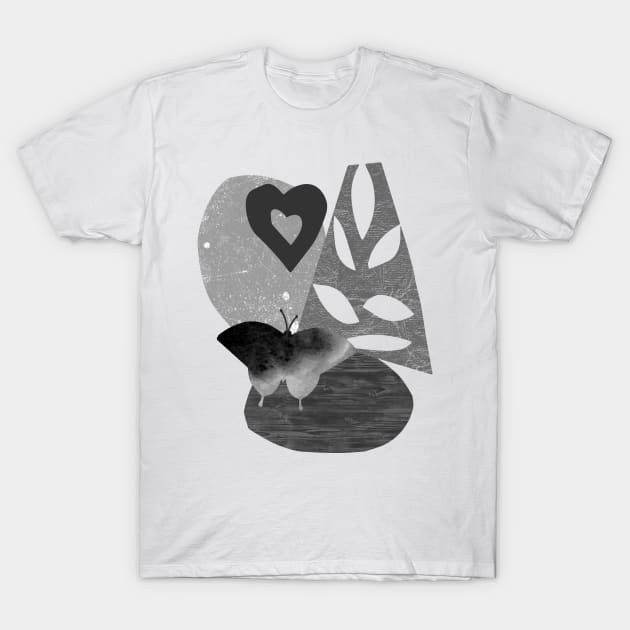 Butterfly Heart Leaves Collage T-Shirt by Annelie